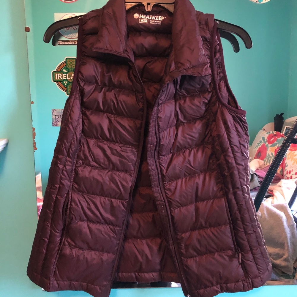 Burgundy puffy vest